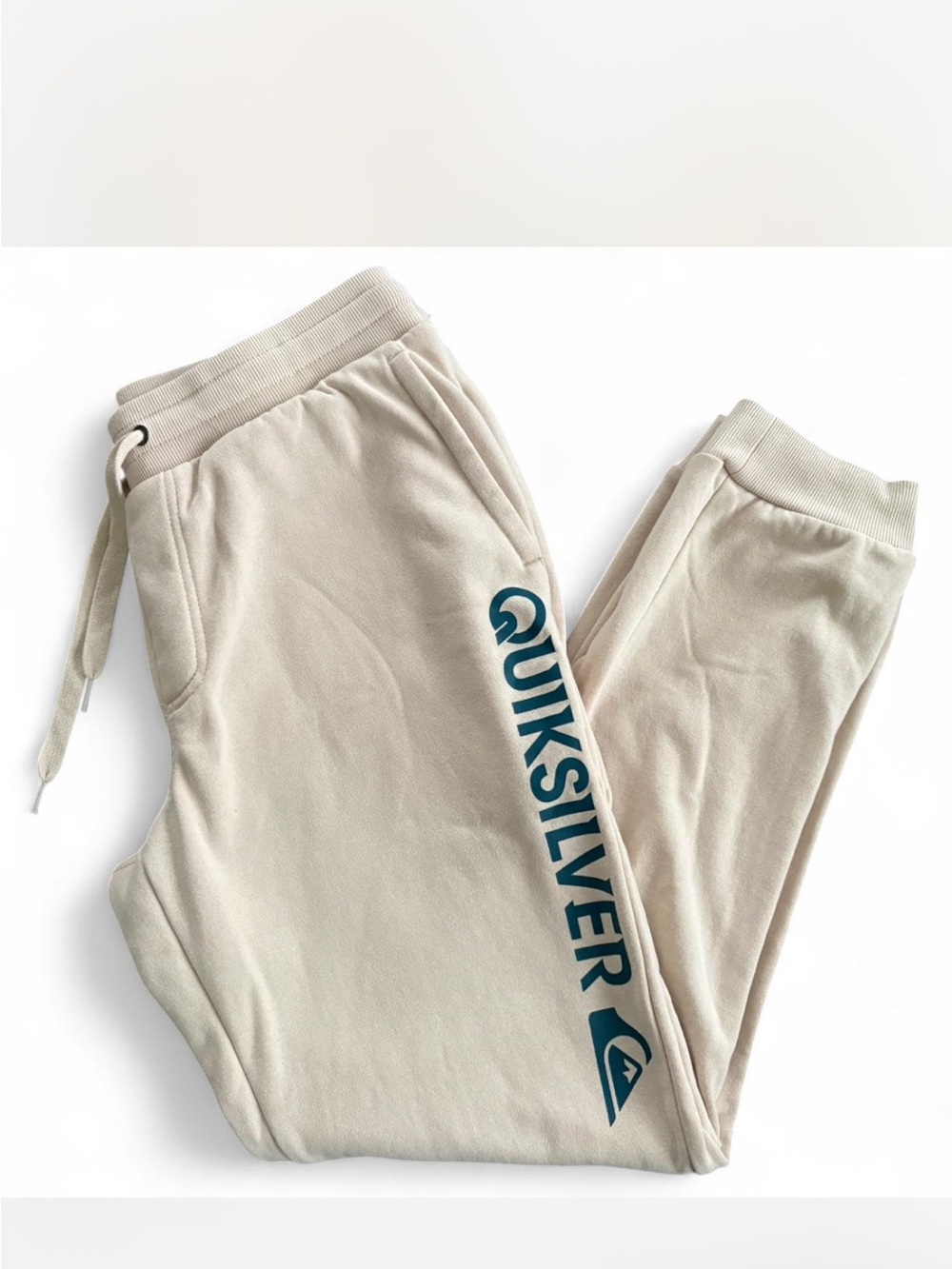 Quiksilver Men’s Beige Fleece Logo Jogger Sweatpants M NWOT
